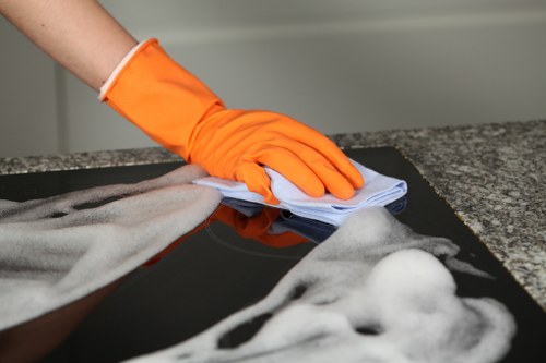 Cleaning treatment for a fabric armchair in a local home