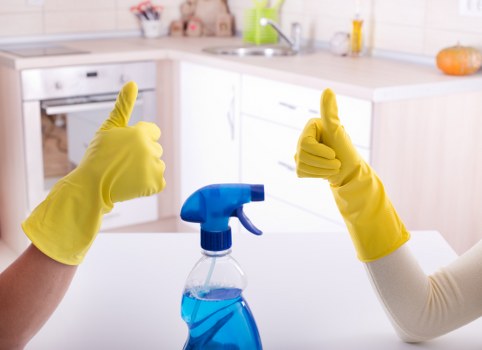 Carpet cleaning technician preparing equipment for a booked service